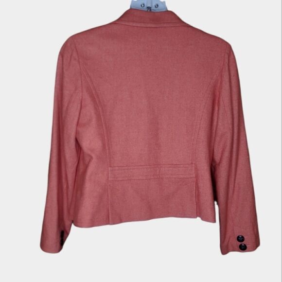 VINTAGE 90s Talbots coral wool blend short button up blazer jacket XL - Picture 3 of 8